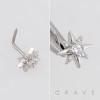 CELESTIAL MULTI CZ STARBURST POLISH 316L SURGICAL STEEL L-SHAPE NOSE RING